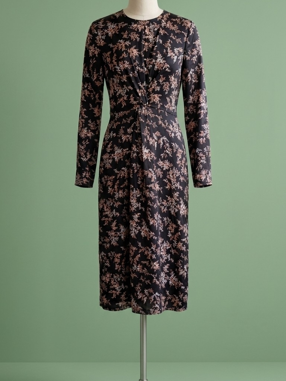 VINCE 100% Silk Twist-Front Midi Dress — Size XS ✨